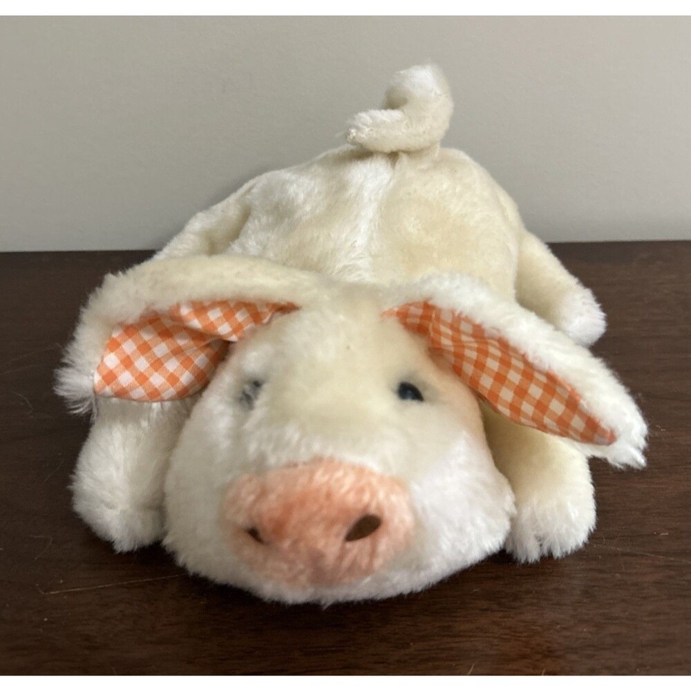 California Stuffed Toys Pig Plush Checked Lying Vintage Gingham Caltoy 10"
